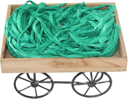 Knitsilk recycled sari silk ribbon yarn — Green