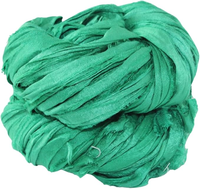 Knitsilk recycled sari silk ribbon yarn — Green