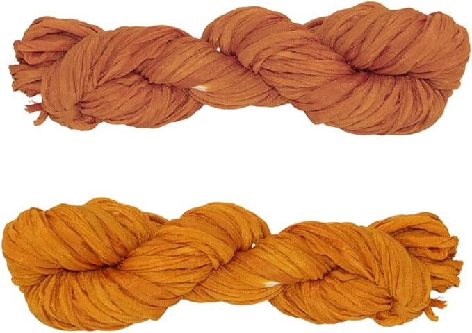 Knitsilk Recycled Sari Silk and chiffon ribbon yarn-Gold