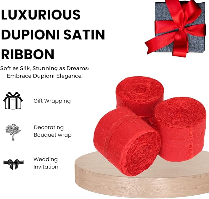 Knitsilk Dupioni Satin Ribbon, Dark red