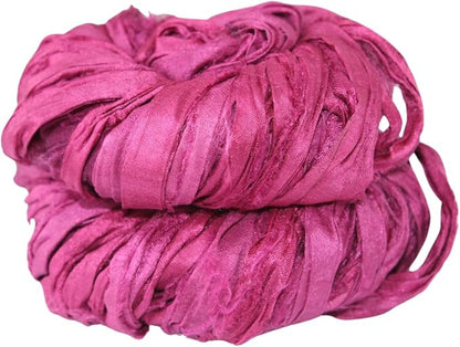 Knitsilk recycled sari silk ribbon yarn — Pink
