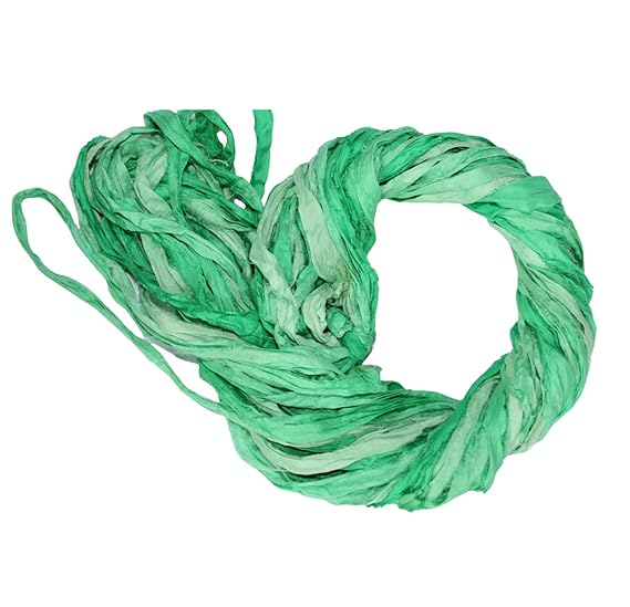 Knitsilk Recycled Sari Silk Ribbon Yarn-Green Ombre