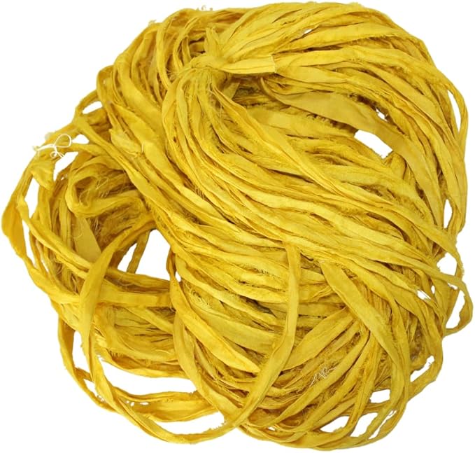 Knitsilk recycled sari silk ribbon yarn — Yellow