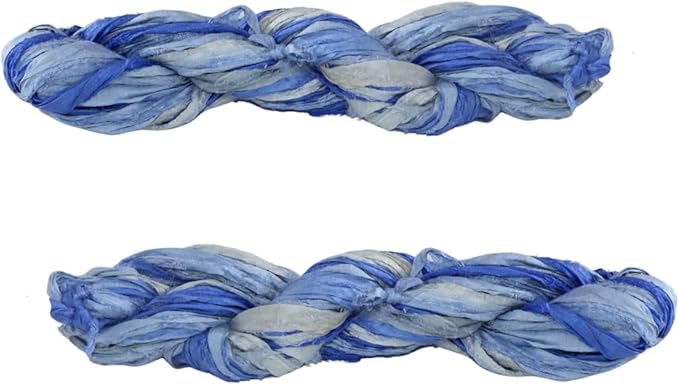 Knitsilk Recycled Sari Silk Ribbon Yarn-Blue Ombre