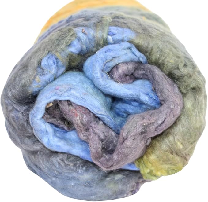 Knitsilk Silk fiber yarn, Blue and Orange