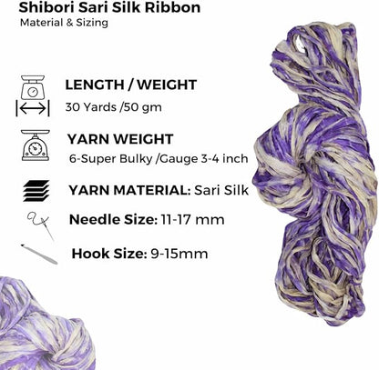 Knitsilk Recycled Shibori Sari Silk Ribbon Yarn-Purple