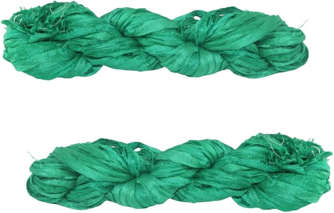 Knitsilk recycled sari silk ribbon yarn — Green