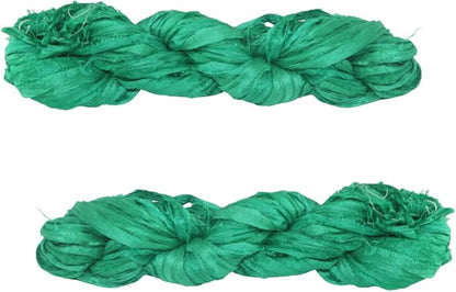 Knitsilk recycled sari silk ribbon yarn — Green