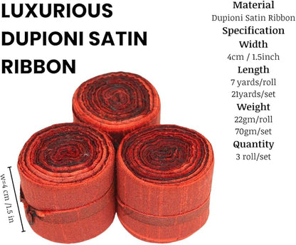 Knitsilk Dupioni Satin Ribbon, Red
