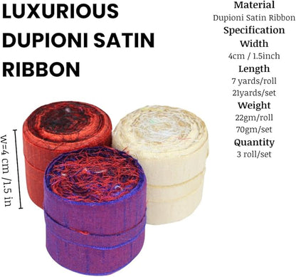 Knitsilk Dupioni Satin Ribbon Purple and Red