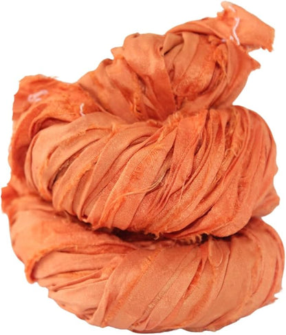 Knitsilk recycled sari silk ribbon yarn — orange 