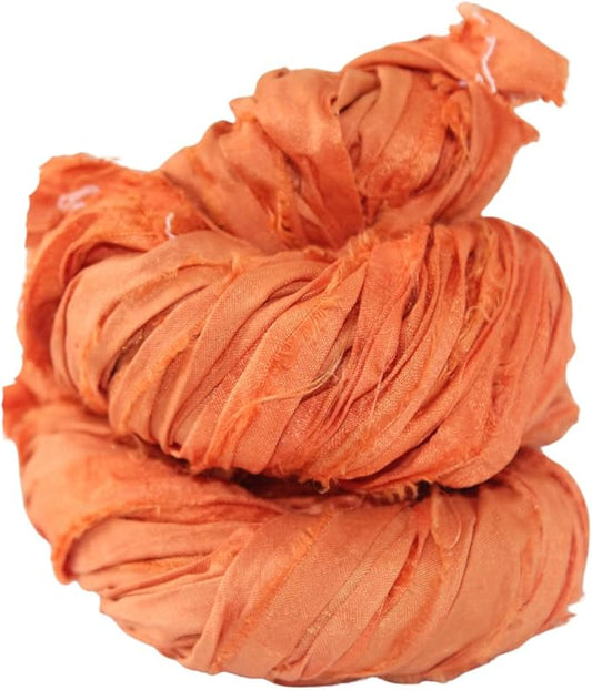 Knitsilk recycled sari silk ribbon yarn — orange 