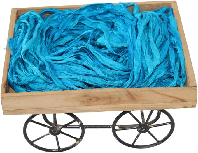 Knitsilk recycled sari silk ribbon yarn — Aqua blue