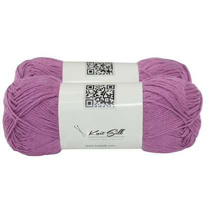 Knitsilk Soft Cotton Knitting Yarn – 100% Cotton | 2 X 100g (Approx. 200+ Yards)