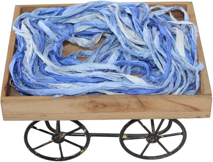 Knitsilk Recycled Sari Silk Ribbon Yarn-Blue Ombre