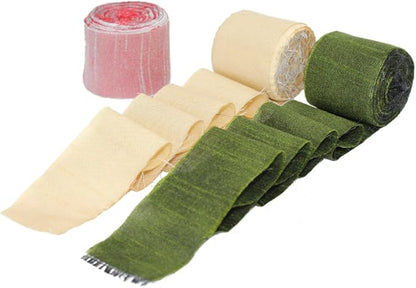 Knitsilk Dupioni Satin Ribbon, Green and Cream