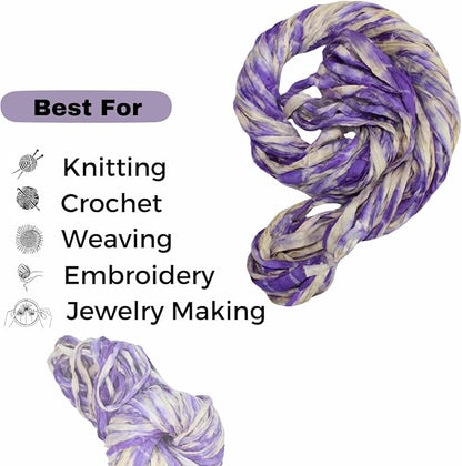 Knitsilk Recycled Shibori Sari Silk Ribbon Yarn-Purple
