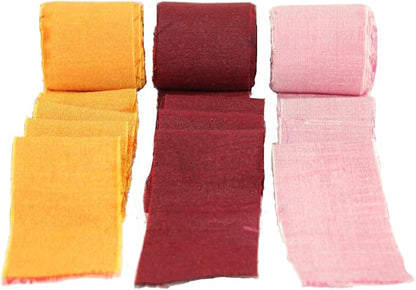 Knitsilk Dupioni Satin Ribbon Red and Yellow