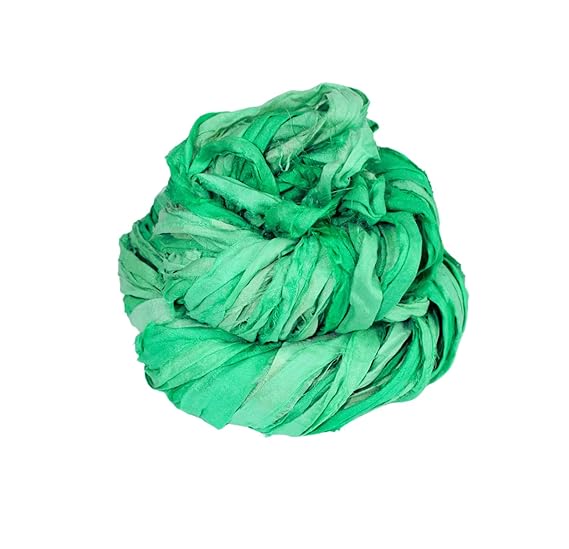 Knitsilk Recycled Sari Silk Ribbon Yarn-Green Ombre
