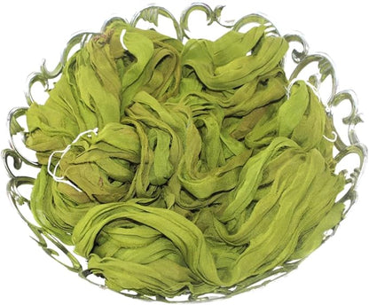 Knitsilk recycled sari silk ribbon yarn — Olive green