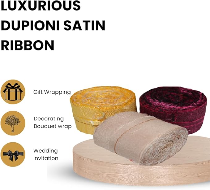Knitsilk Dupioni Satin Ribbon Magenta and Yellow