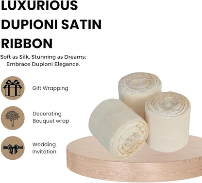 Knitsilk Dupioni Satin Ribbon, Off white