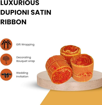 Knitsilk Dupioni Satin Ribbon, Off red