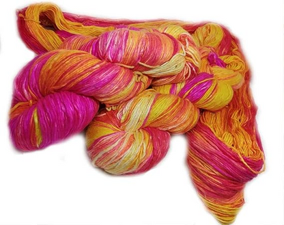 Knitsilk, 100% Recycled Silk Roving and Hand-Dyed Pure Mulberry Silk Yarn Perfect for Knitting, Crocheting, Weaving, and More 100 gm-225 Yards (Jaipur)