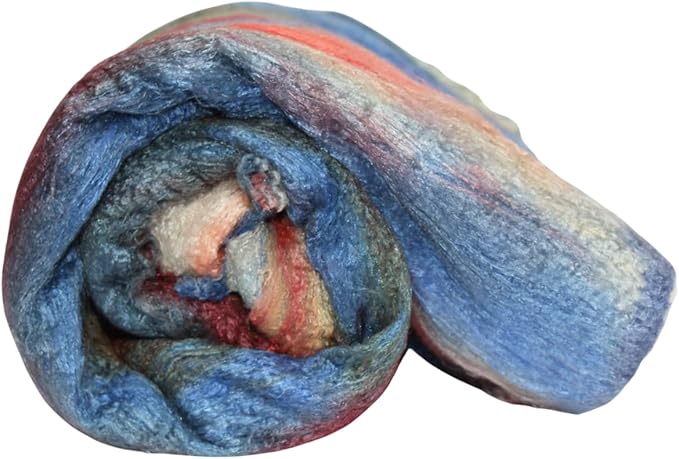 Knitsilk Silk fiber yarn, Blue and Red