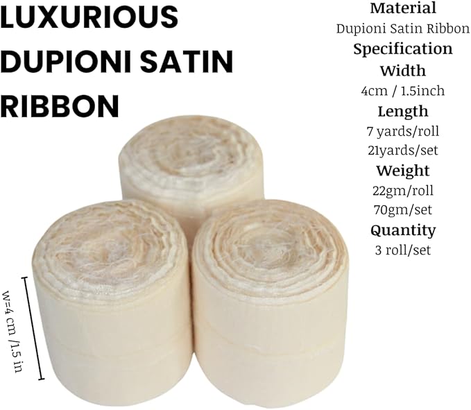 Knitsilk Dupioni Satin Ribbon, Off white