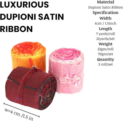 Knitsilk Dupioni Satin Ribbon Red and Yellow