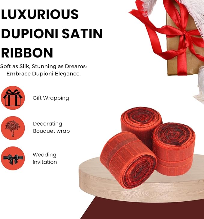 Knitsilk Dupioni Satin Ribbon, Red