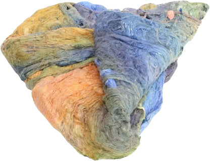 Knitsilk Silk fiber yarn, Blue and Orange