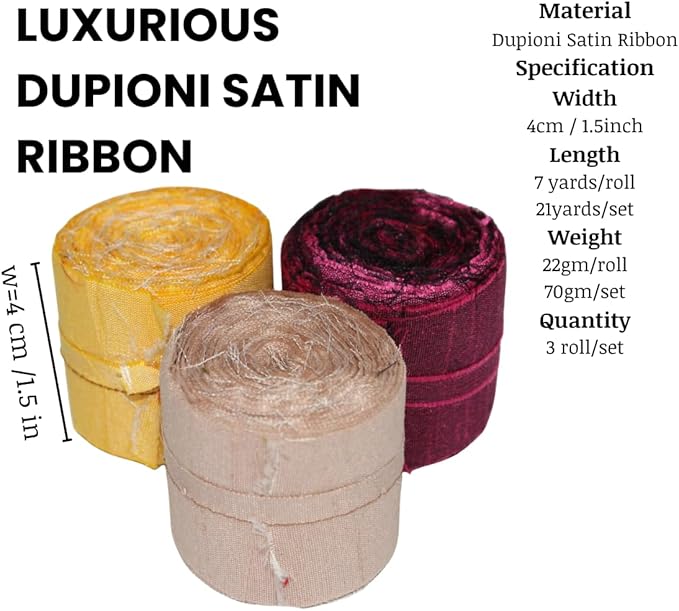 Knitsilk Dupioni Satin Ribbon Magenta and Yellow