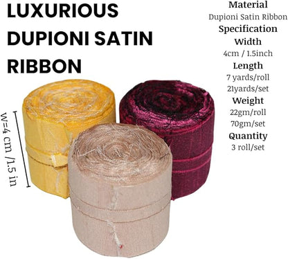 Knitsilk Dupioni Satin Ribbon Magenta and Yellow