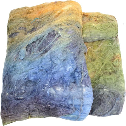 Knitsilk Silk fiber yarn, Blue and Orange