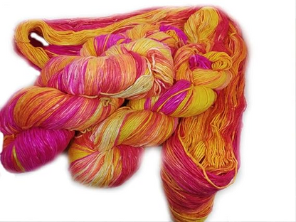 Knitsilk, 100% Recycled Silk Roving and Hand-Dyed Pure Mulberry Silk Yarn Perfect for Knitting, Crocheting, Weaving, and More 100 gm-225 Yards (Jaipur)