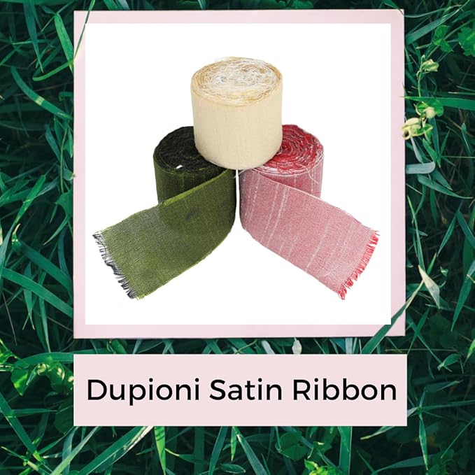 Knitsilk Dupioni Satin Ribbon, Green and Cream