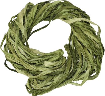 Knitsilk Recycled Sari Silk Ribbon Yarn-Olive Ombre