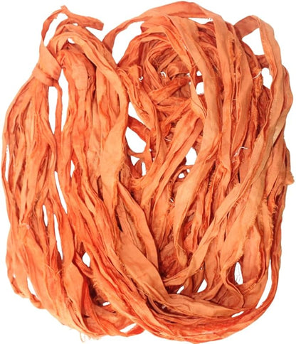 Knitsilk recycled sari silk ribbon yarn — orange 