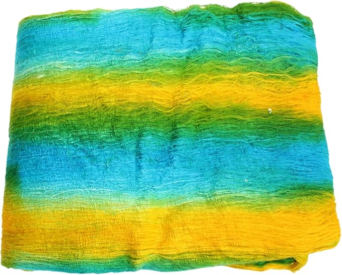 Knitsilk Silk fiber yarn, Aqua blue and yellow