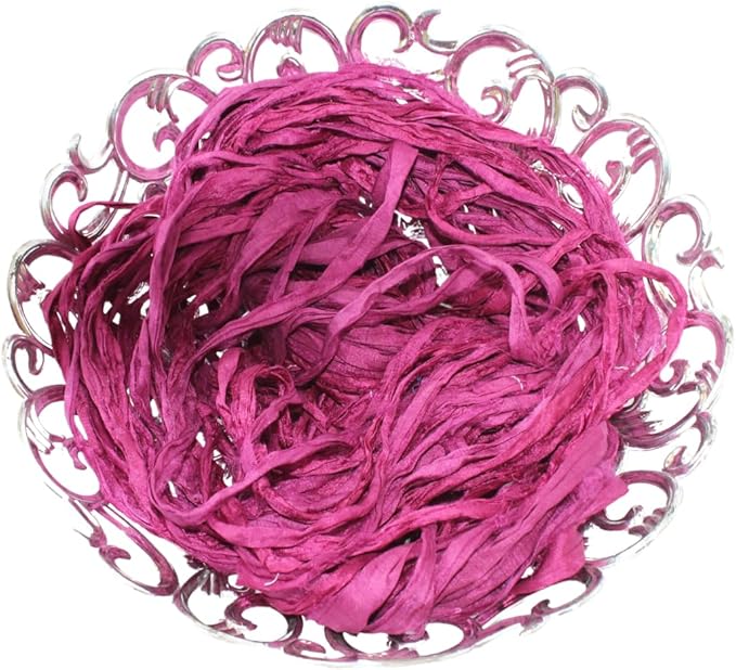 Knitsilk recycled sari silk ribbon yarn — Pink
