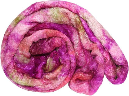 Knitsilk Silk fiber yarn, Pink and Green