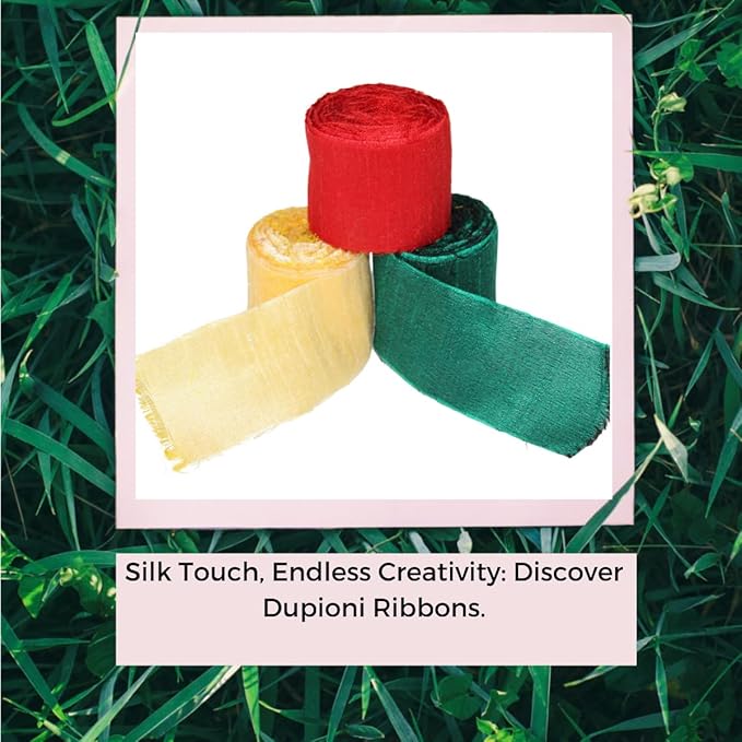Knitsilk Dupioni Satin Ribbon Green and Red