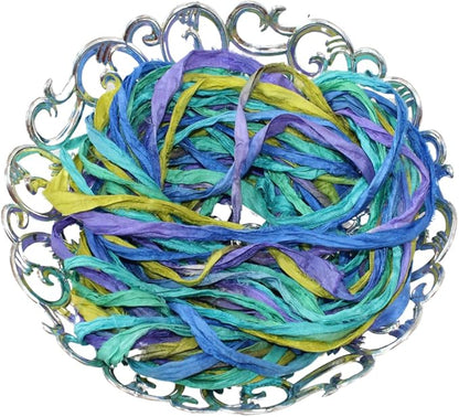Knitsilk recycled sari silk ribbon yarn — Tye an Dye
