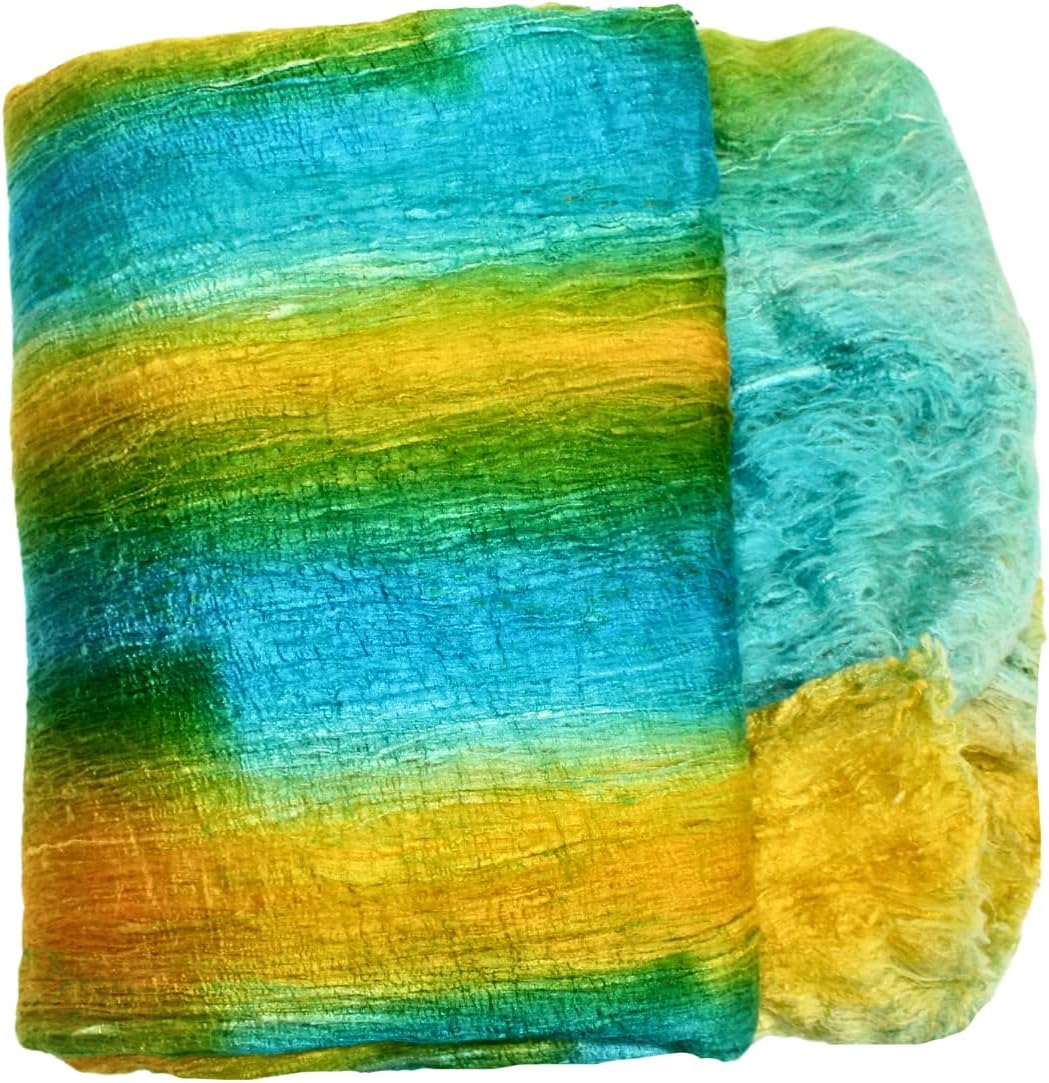 Knitsilk Silk fiber yarn, Aqua blue and yellow