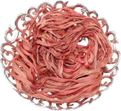 Knitsilk recycled sari silk ribbon yarn — Peach