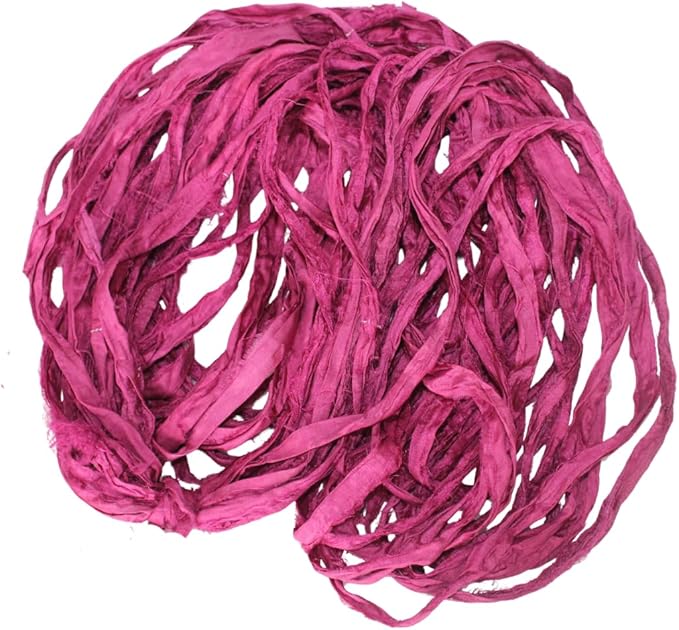 Knitsilk recycled sari silk ribbon yarn — Pink