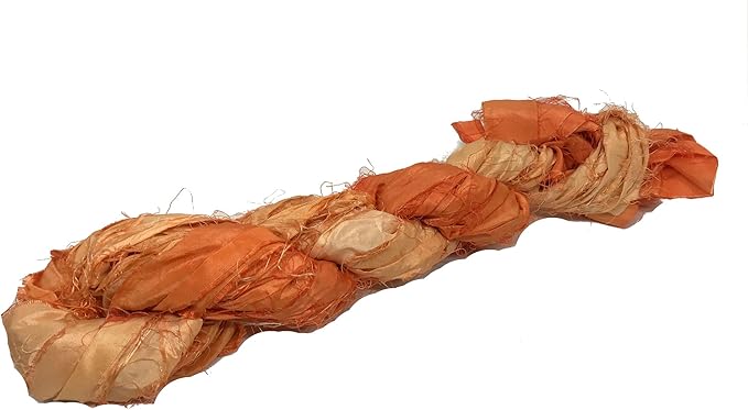 Knitsilk Recycled Sari Silk Ribbon Yarn-Orange Ombre