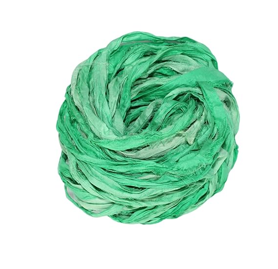 Knitsilk Recycled Sari Silk Ribbon Yarn-Green Ombre